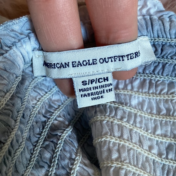 AMERICAN EAGLE TIE-DYE BISHOP SLEEVED PEPLUM TOP - Picture 6 of 7